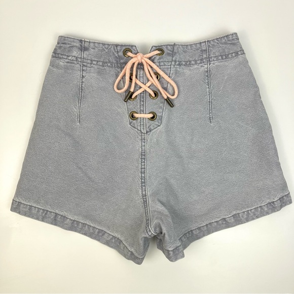 Anthropologie Pilcro Lace Up Back Denim Shorts Women's Size 25 Gray Stretch - Picture 6 of 13